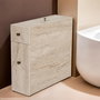 Hanah Home Armario de Baño Travertino, Mueble Auxiliar Elegante con 2 Cajones y Estanterías, Tablero de Partículas Melamina 18mm, Color Travertino